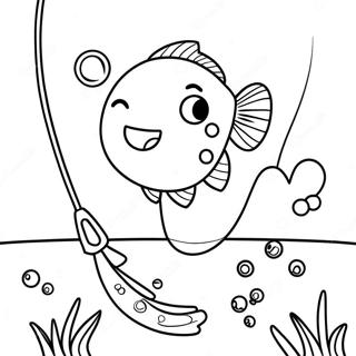 Cartoon Fishing Pole With Fish Coloring Page 68983-55432