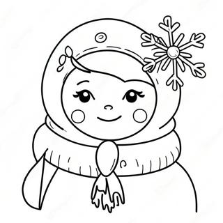 Cute Eskimo With Snowflakes Coloring Page 68993-55438