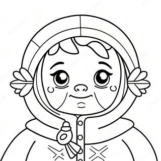 Cute Eskimo With Snowflakes Coloring Page 68993-55439