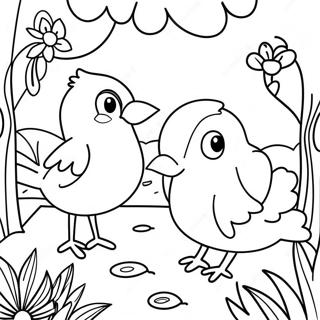 Birds In A Colorful Garden Coloring Page 69042-55470