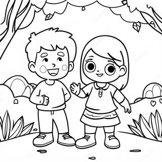 Sneaky Kids Playing Hide And Seek Coloring Page 69163-55571