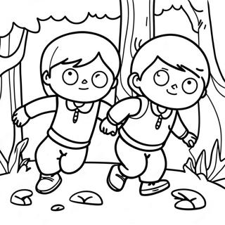 Sneaky Kids Playing Hide And Seek Coloring Page 69163-55572