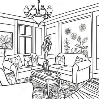 Interior Design Living Room Coloring Page 6931-5694