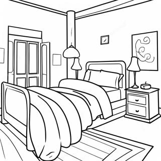 Cozy Bedroom Interior Design Coloring Page 6932-5697