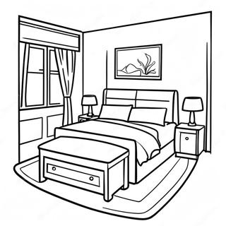 Cozy Bedroom Interior Design Coloring Page 6932-5698