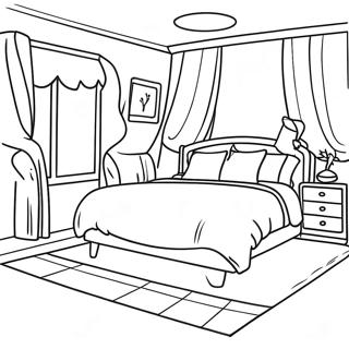 Cozy Bedroom Interior Design Coloring Page 6932-5699