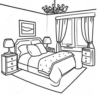 Cozy Bedroom Interior Design Coloring Page 6932-5700