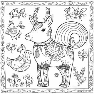 Traditional Scandinavian Folk Art Animals Coloring Page 69343-55715