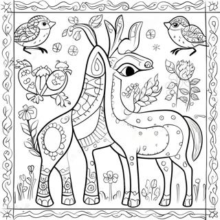 Traditional Scandinavian Folk Art Animals Coloring Page 69343-55716