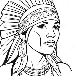 Realistic Native American Woman Coloring Pages