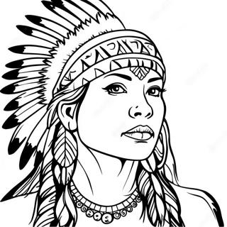 Realistic Native American Woman Portrait Coloring Page 69352-55718