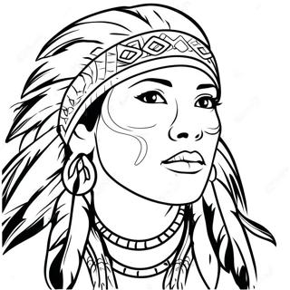 Realistic Native American Woman Portrait Coloring Page 69352-55719