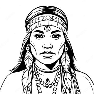 Realistic Native American Woman Portrait Coloring Page 69352-55720