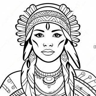 Elegant Native American Woman In Traditional Dress Coloring Page 69353-55721