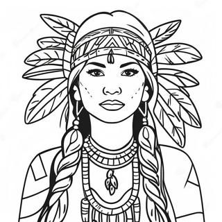 Elegant Native American Woman In Traditional Dress Coloring Page 69353-55723