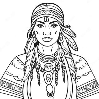 Elegant Native American Woman In Traditional Dress Coloring Page 69353-55724