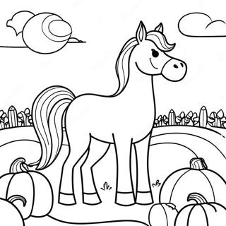 Spooky Horse In A Pumpkin Patch Coloring Page 69373-55737