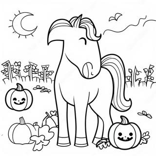 Spooky Horse In A Pumpkin Patch Coloring Page 69373-55739