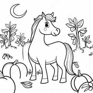 Spooky Horse In A Pumpkin Patch Coloring Page 69373-55740