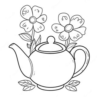 Cute Teapot With Flowers Coloring Page 69443-55793