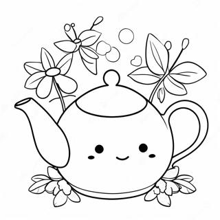 Cute Teapot With Flowers Coloring Page 69443-55794