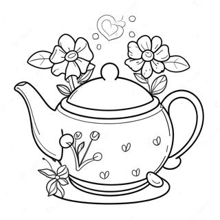 Cute Teapot With Flowers Coloring Page 69443-55795