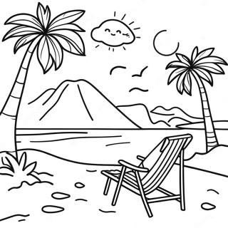 Tropical Beach Scene Coloring Page 69453-55798