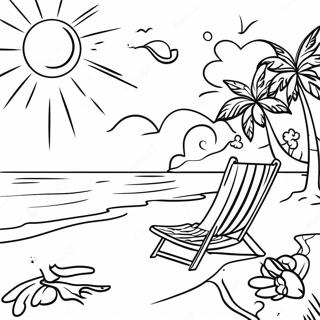 Tropical Beach Scene Coloring Page 69453-55799