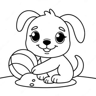 Adorable Puppy Playing With Ball Coloring Page 69603-55920