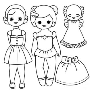 Cute Paper Doll Template Coloring Page 69613-55926