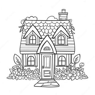 Charming Cottage With Flowers Coloring Page 69623-55934