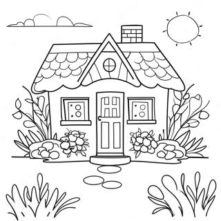 Charming Cottage With Flowers Coloring Page 69623-55935