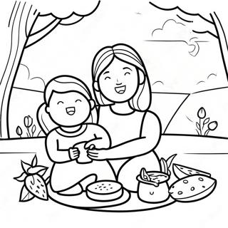 Cute Mom And Daughter Picnic Coloring Page 6962-5722