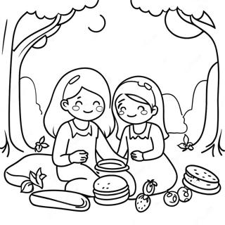 Cute Mom And Daughter Picnic Coloring Page 6962-5724