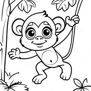 Playful Monkey Swinging In Trees Coloring Page 69663-55966