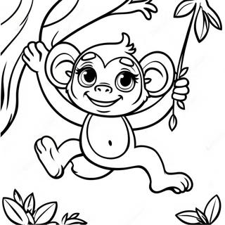 Playful Monkey Swinging In Trees Coloring Page 69663-55967