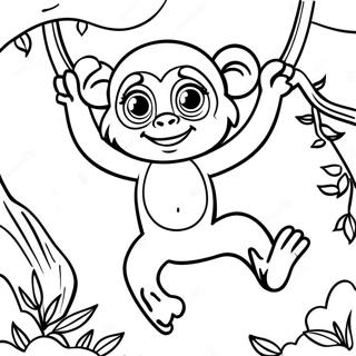 Playful Monkey Swinging In Trees Coloring Page 69663-55968