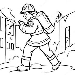 Brave Firefighter In Action Coloring Page 69673-55976