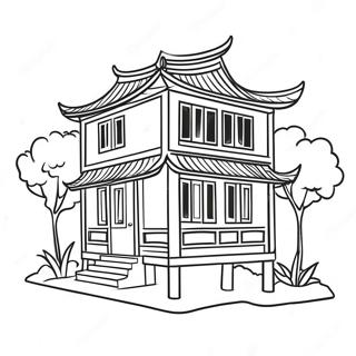 Traditional Vietnamese House Coloring Page 69723-56019