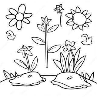 Colorful Seedlings In A Garden Coloring Page 69913-56188