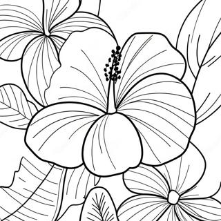 Tropical Hibiscus Coloring Page 6992-5746