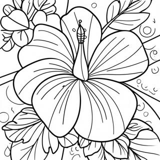 Tropical Hibiscus Coloring Page 6992-5747