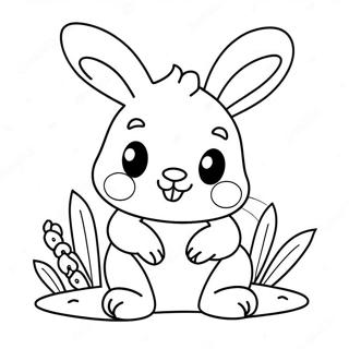 Adorable Baby Bunny With Flowers Coloring Page 69933-56181