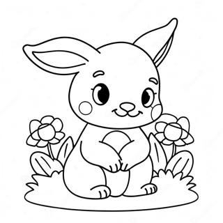 Adorable Baby Bunny With Flowers Coloring Page 69933-56183