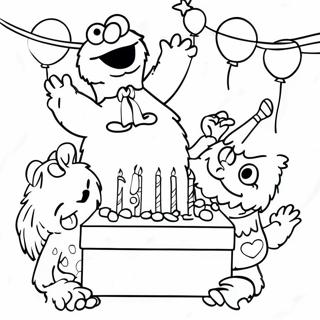 Happy 1st Birthday Sesame Street Coloring Pages