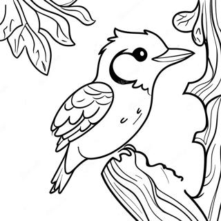 Colorful Woodpecker On A Tree Coloring Page 69963-56206