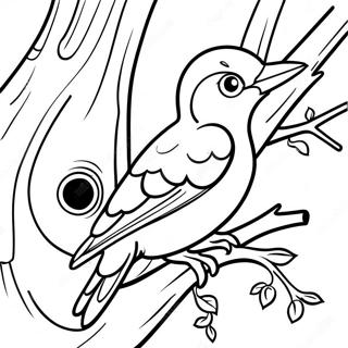 Colorful Woodpecker On A Tree Coloring Page 69963-56208