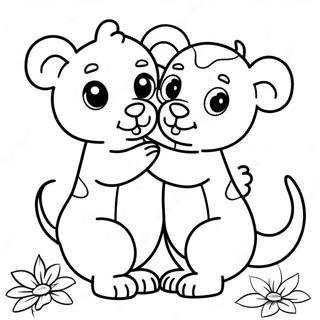 Cute Hugging Animals Coloring Page 70012-56243