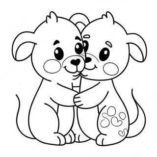 Cute Hugging Animals Coloring Page 70012-56244