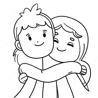 Happy Friends Hugging Coloring Page 70013-56250